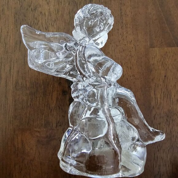 2 Crystal Clear Cherub Candle Holder angel candlesticks 5" Taiwan cottagecore - Picture 4 of 10